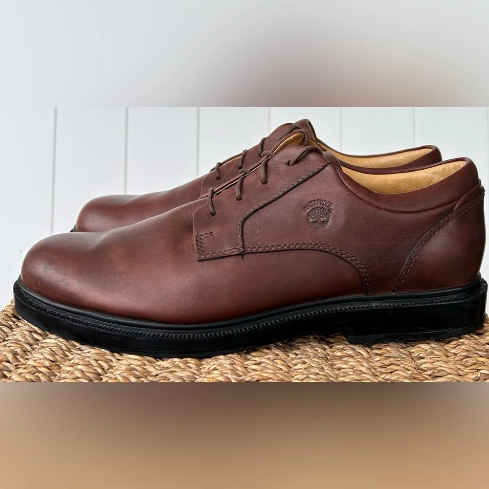 Timberland Brand Men’s‎ Waterproof Oxfords Brown Leather Size 9.5W